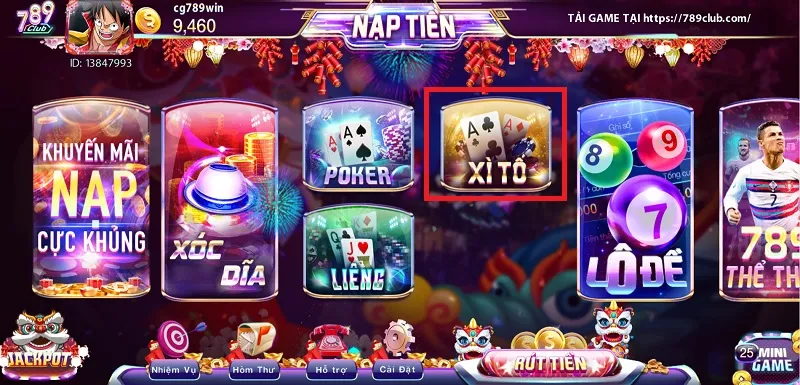 Giao diện sảnh bài 789 club